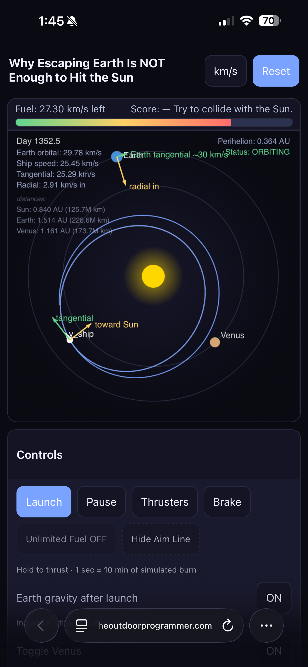 Solar escape sim screenshot